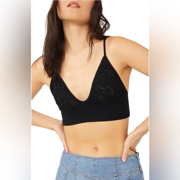 American Eagle By Aerie Real Power Wireless Push Up Paisley Lace Black Bra NEW - Picture 3 of 8